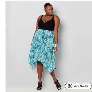 New Avenue Blue Print Sharkbite Hem Dress